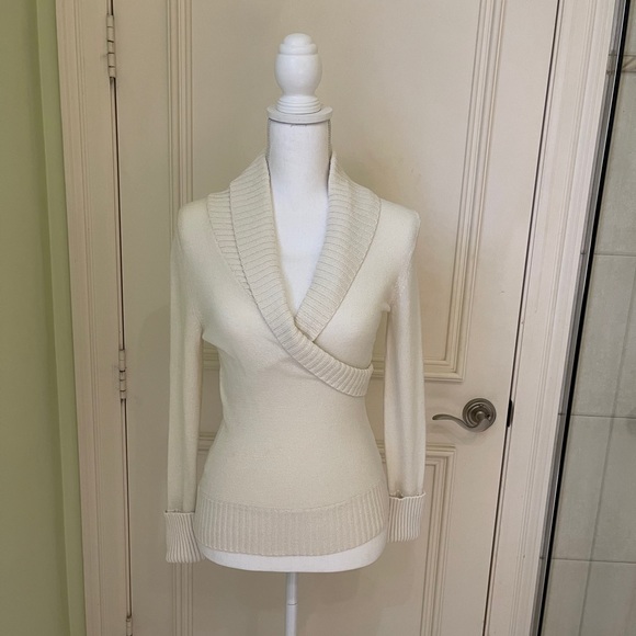 BCBG Cream Shawl Collar Sweater - Picture 3 of 13
